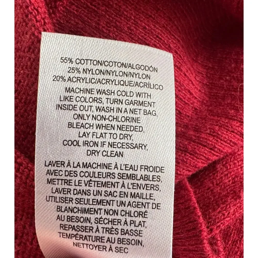 Lucky Brand Mens XL Red V Neck Sweater Cotton Nylon Acrylic